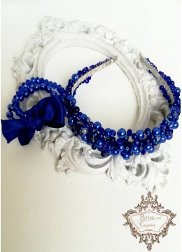 Кристална диадема за абитуриентка в кралско синьо модел Royal Blue Rose by Rosie Concept